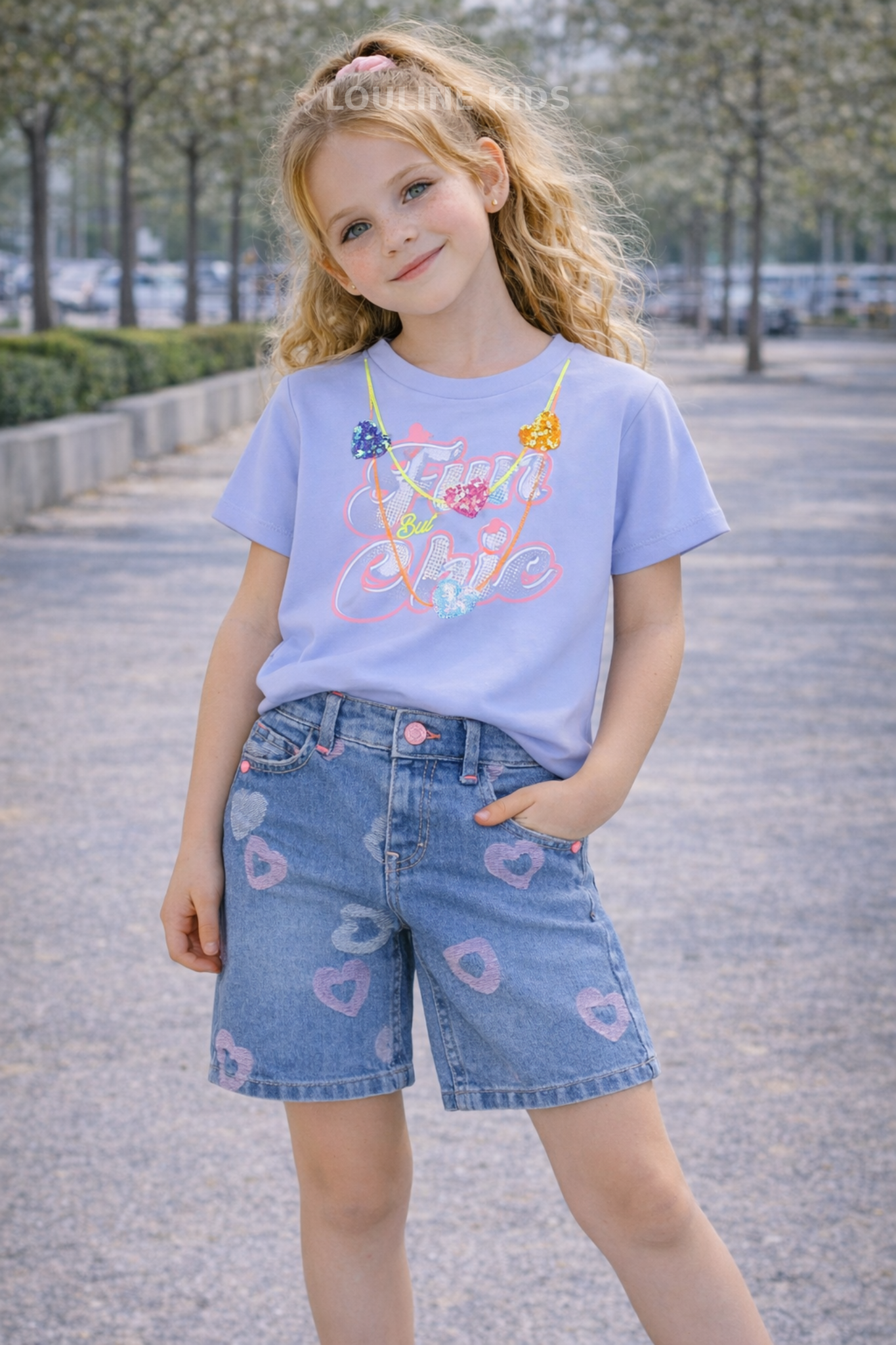 Billieblush - Short denim blue jacqaurd & coeur