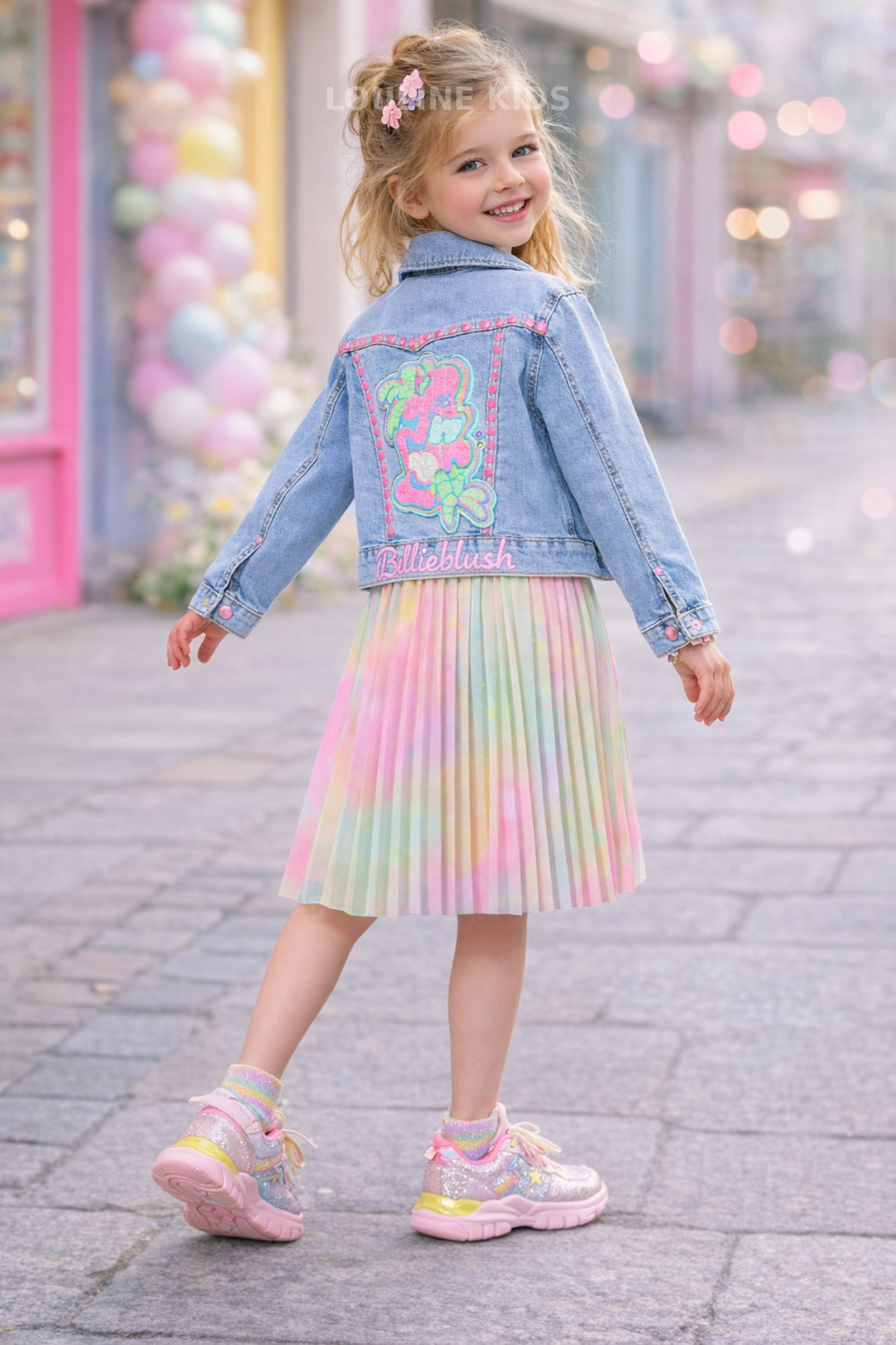 Billieblush – Jacke aus Denim und Pailletten auf der Rückseite