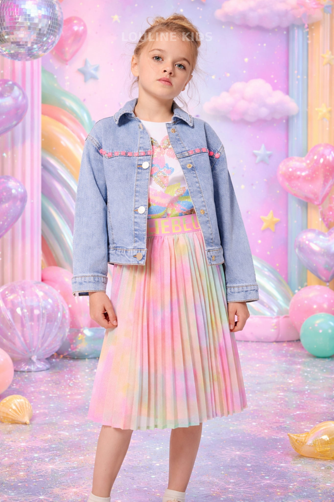 Billieblush – Jacke aus Denim und Pailletten auf der Rückseite