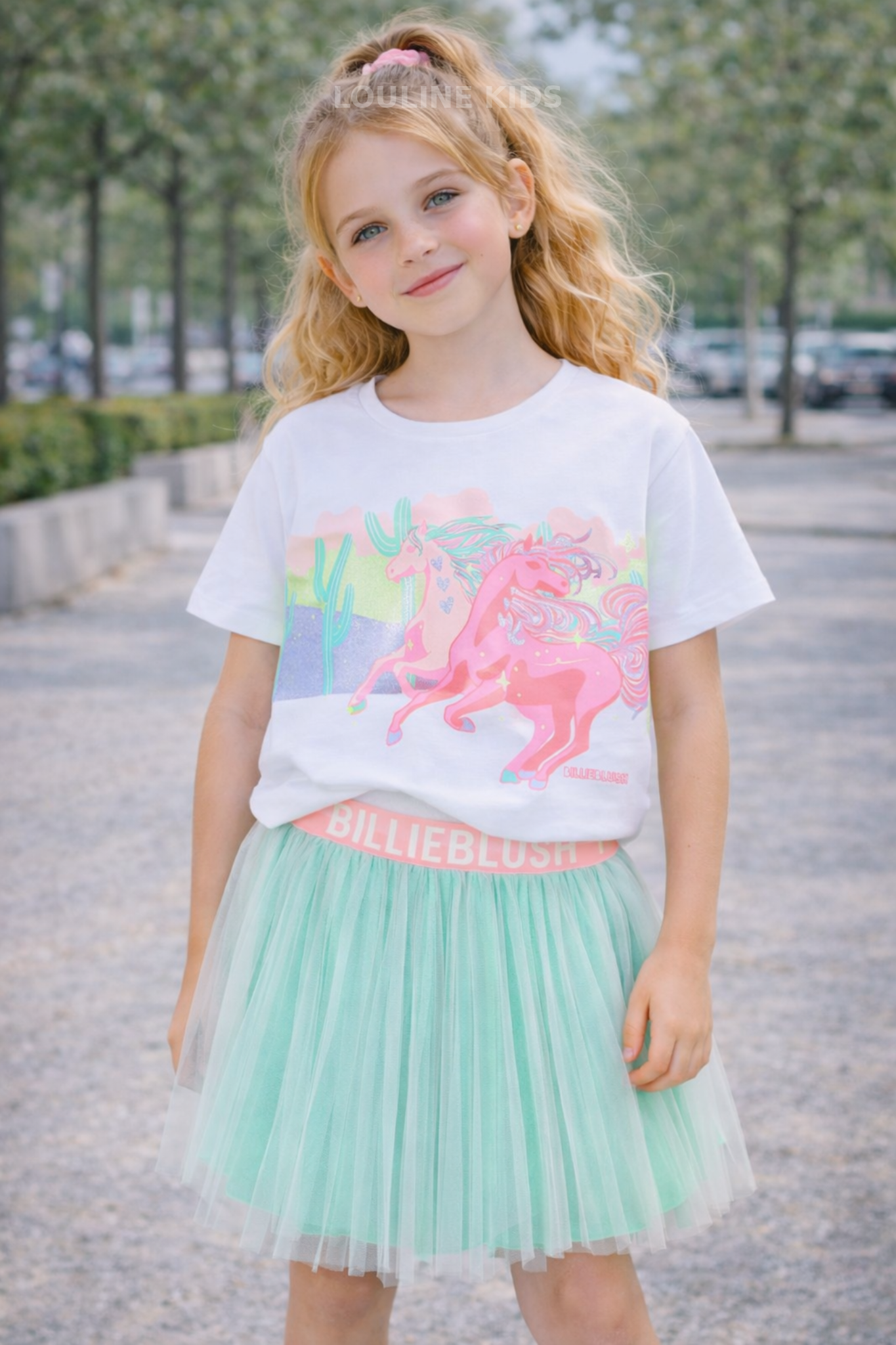 Billieblush - Camiseta blanca de dos caballos